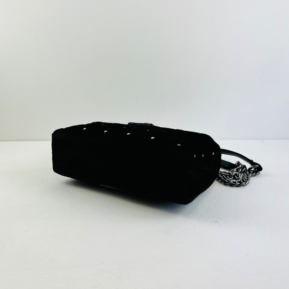 Kurt Geiger Kensington Handbag Medium  Black Velvet Rainbow Crystal Crossbody - Picture 9 of 14